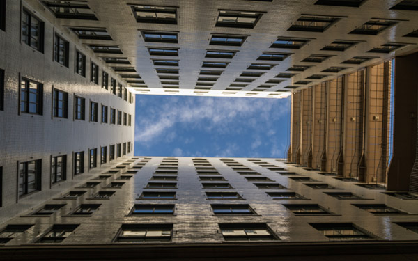Vertical view of buildings in downtown Denver
