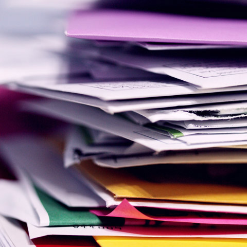 stack of colorful papers