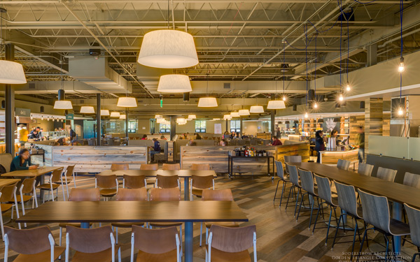 Interior of the Student Center with empty tables